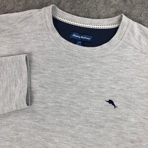 Tommy Bahama Mens Pullover Large Light Gray Long Sleeve Sweater All Seasons